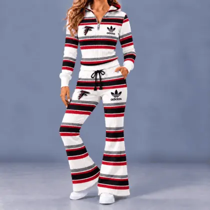 Atlanta Falcons | Premium NFL Vintage Ribbed Stripe Quarter Zip Lounge Set NTH1
