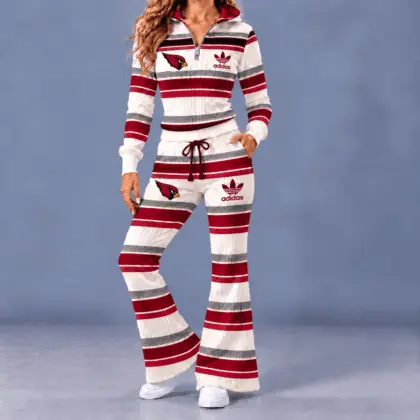 Arizona Cardinals | Premium NFL Vintage Ribbed Stripe Quarter Zip Lounge Set NTH1
