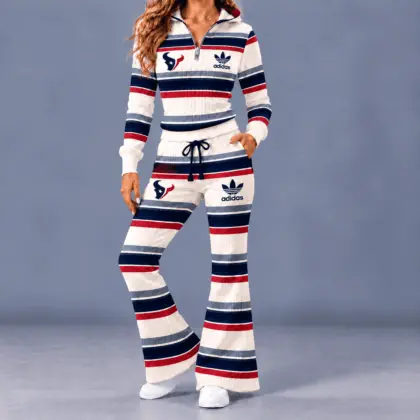 Houston Texans | Premium NFL Vintage Ribbed Stripe Quarter Zip Lounge Set NTH1