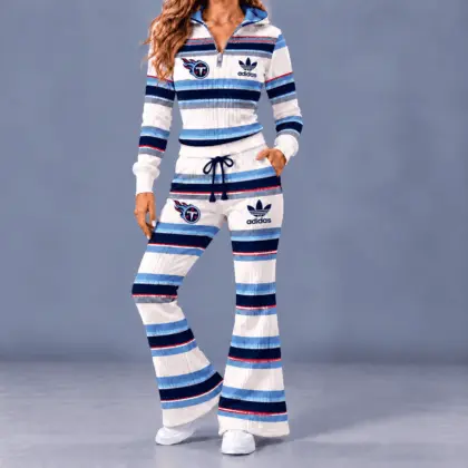 Tennessee Titans | Premium NFL Vintage Ribbed Stripe Quarter Zip Lounge Set NTH1