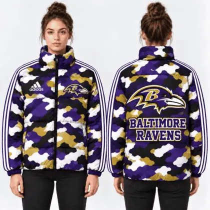 Baltimore Ravens | Premium NFL Urban Camo Quilted Puffer Jacket NTH1