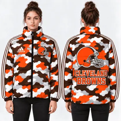 Cleveland Browns | Premium NFL Urban Camo Quilted Puffer Jacket NTH1