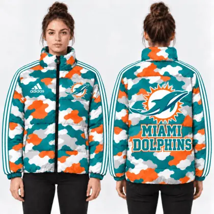 Miami Dolphins | Premium NFL Urban Camo Quilted Puffer Jacket NTH1