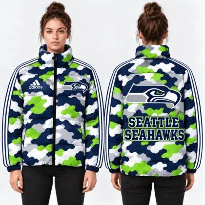 Seattle Seahawks | Premium NFL Urban Camo Quilted Puffer Jacket NTH1