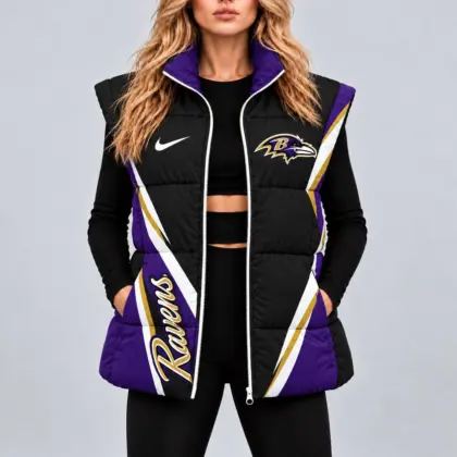 Baltimore Ravens | Premium NFL Team Pride Oversize Women Puffer Vest NY