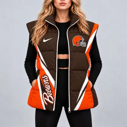 Cleveland Browns | Premium NFL Team Pride Oversize Women Puffer Vest NY
