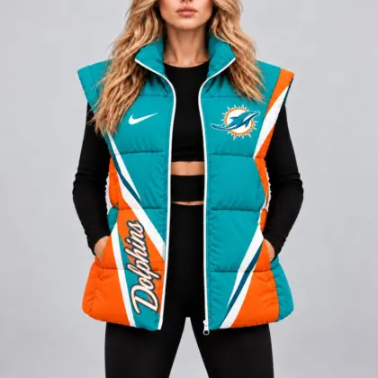 Miami Dolphins | Premium NFL Team Pride Oversize Women Puffer Vest NY