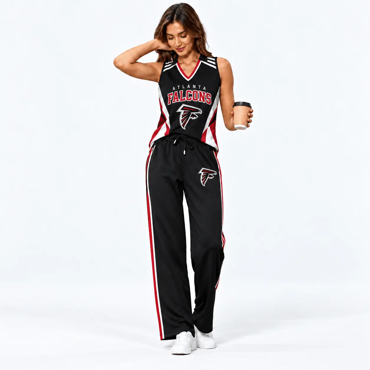 Atlanta Falcons | Premium NFL Women's Sleeveless V-Neck Tracksuit Set NTH1