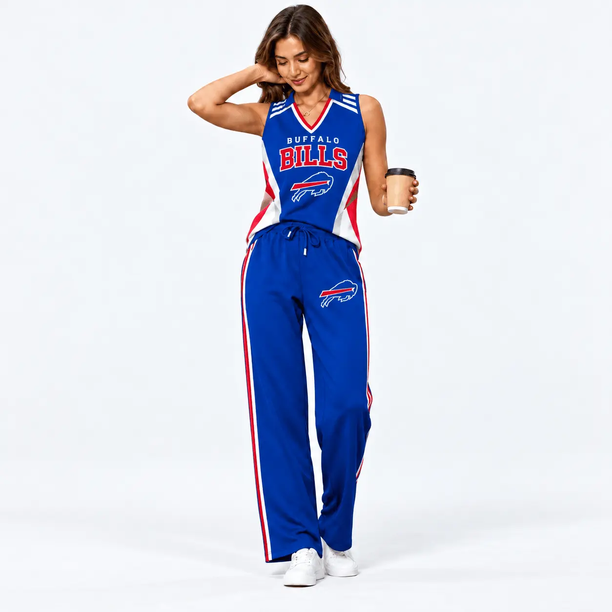 Buffalo Bills | Premium NFL Women's Sleeveless V-Neck Tracksuit Set NTH1