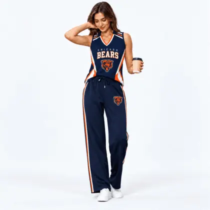 Chicago Bears | Premium NFL Women's Sleeveless V-Neck Tracksuit Set NTH1