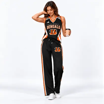 Cincinnati Bengals | Premium NFL Women's Sleeveless V-Neck Tracksuit Set NTH1