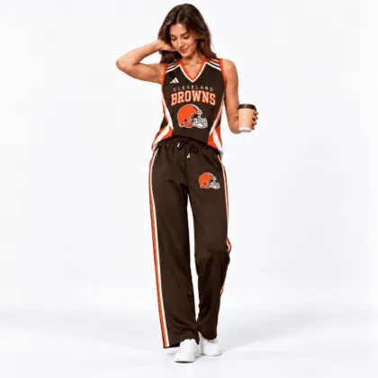 Cleveland Browns | Premium NFL Women's Sleeveless V-Neck Tracksuit Set NTH1