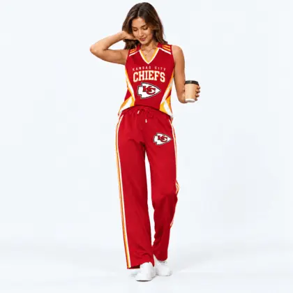 Kansas City Chiefs | Premium NFL Women's Sleeveless V-Neck Tracksuit Set NTH1