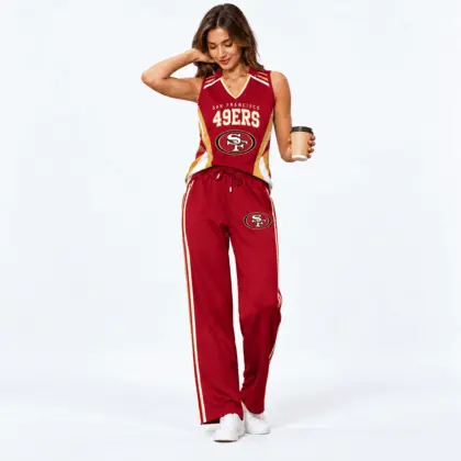 San Francisco 49ers | Premium NFL Women's Sleeveless V-Neck Tracksuit Set NTH1