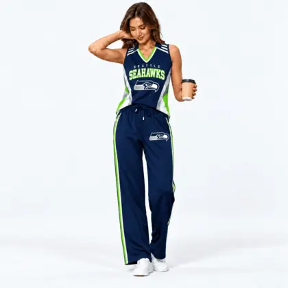 Seattle Seahawks | Premium NFL Women's Sleeveless V-Neck Tracksuit Set NTH1