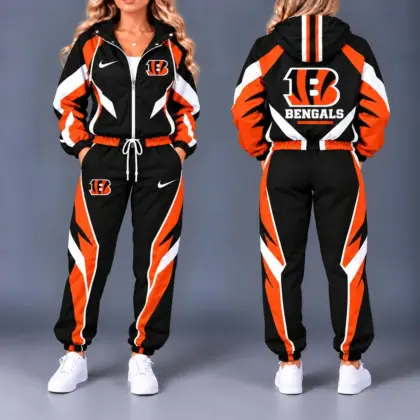 Cincinnati Bengals | Premium NFL Team Pride Waterproof Polyester Jacket And Jogger Pants Tracksuit Set NY