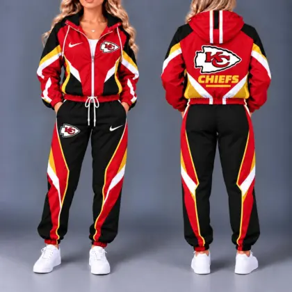 Kansas City Chiefs | Premium NFL Team Pride Waterproof Polyester Jacket And Jogger Pants Tracksuit Set NY