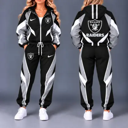 Las Vegas Raiders | Premium NFL Team Pride Waterproof Polyester Jacket And Jogger Pants Tracksuit Set NY