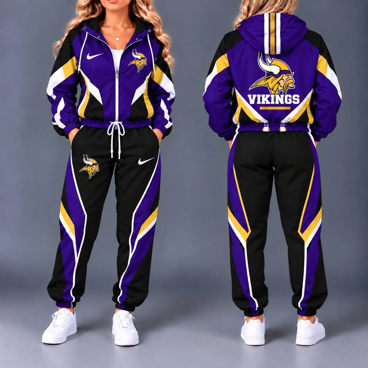 Minnesota Vikings | Premium NFL Team Pride Waterproof Polyester Jacket And Jogger Pants Tracksuit Set NY