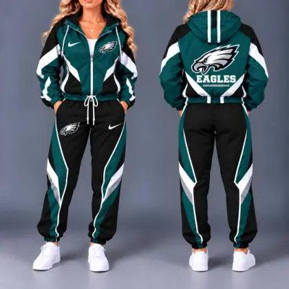Philadelphia Eagles | Premium NFL Team Pride Waterproof Polyester Jacket And Jogger Pants Tracksuit Set NY