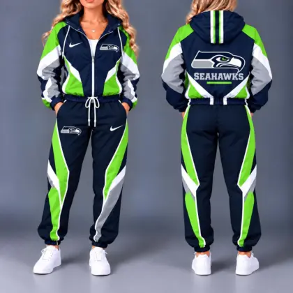 Seattle Seahawks | Premium NFL Team Pride Waterproof Polyester Jacket And Jogger Pants Tracksuit Set NY