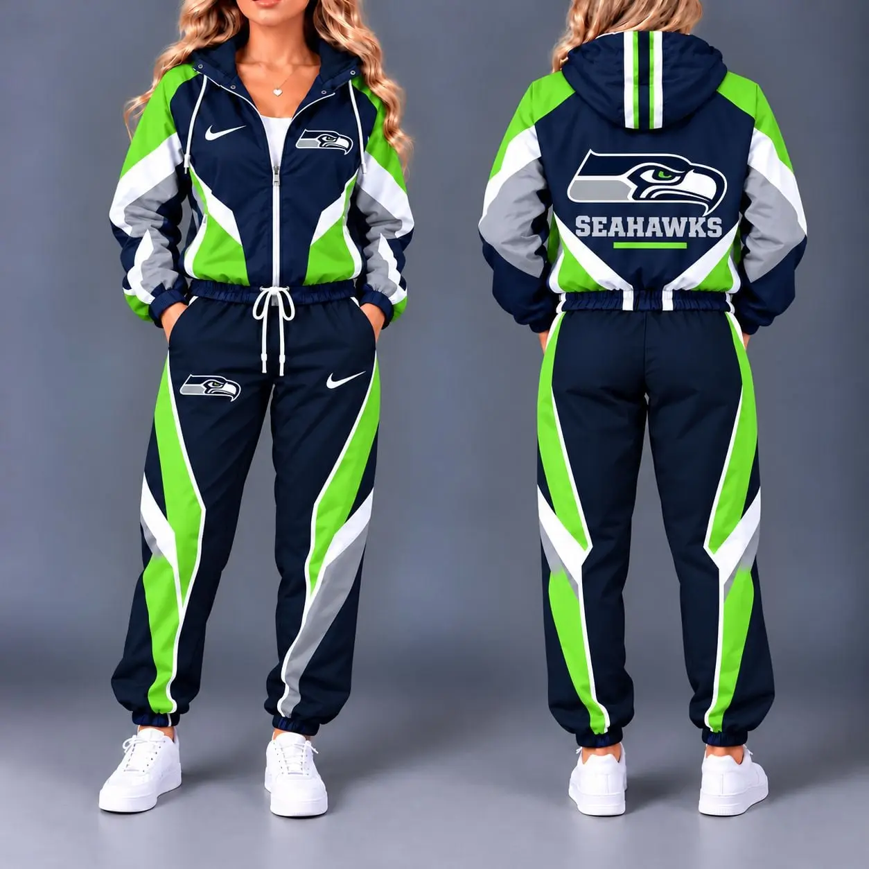 Seattle Seahawks | Premium NFL Team Pride Waterproof Polyester Jacket And Jogger Pants Tracksuit Set NY
