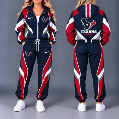 Houston Texans | Premium NFL Team Pride Waterproof Polyester Jacket And Jogger Pants Tracksuit Set NY