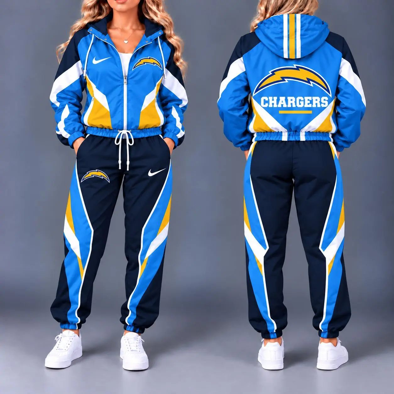 Los Angeles Chargers | Premium NFL Team Pride Waterproof Polyester Jacket And Jogger Pants Tracksuit Set NY