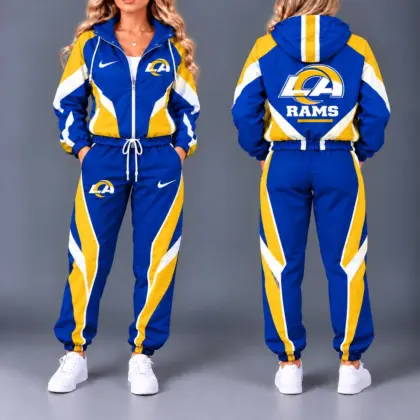 Los Angeles Rams | Premium NFL Team Pride Waterproof Polyester Jacket And Jogger Pants Tracksuit Set NY