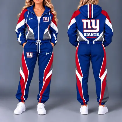 New York Giants | Premium NFL Team Pride Waterproof Polyester Jacket And Jogger Pants Tracksuit Set NY