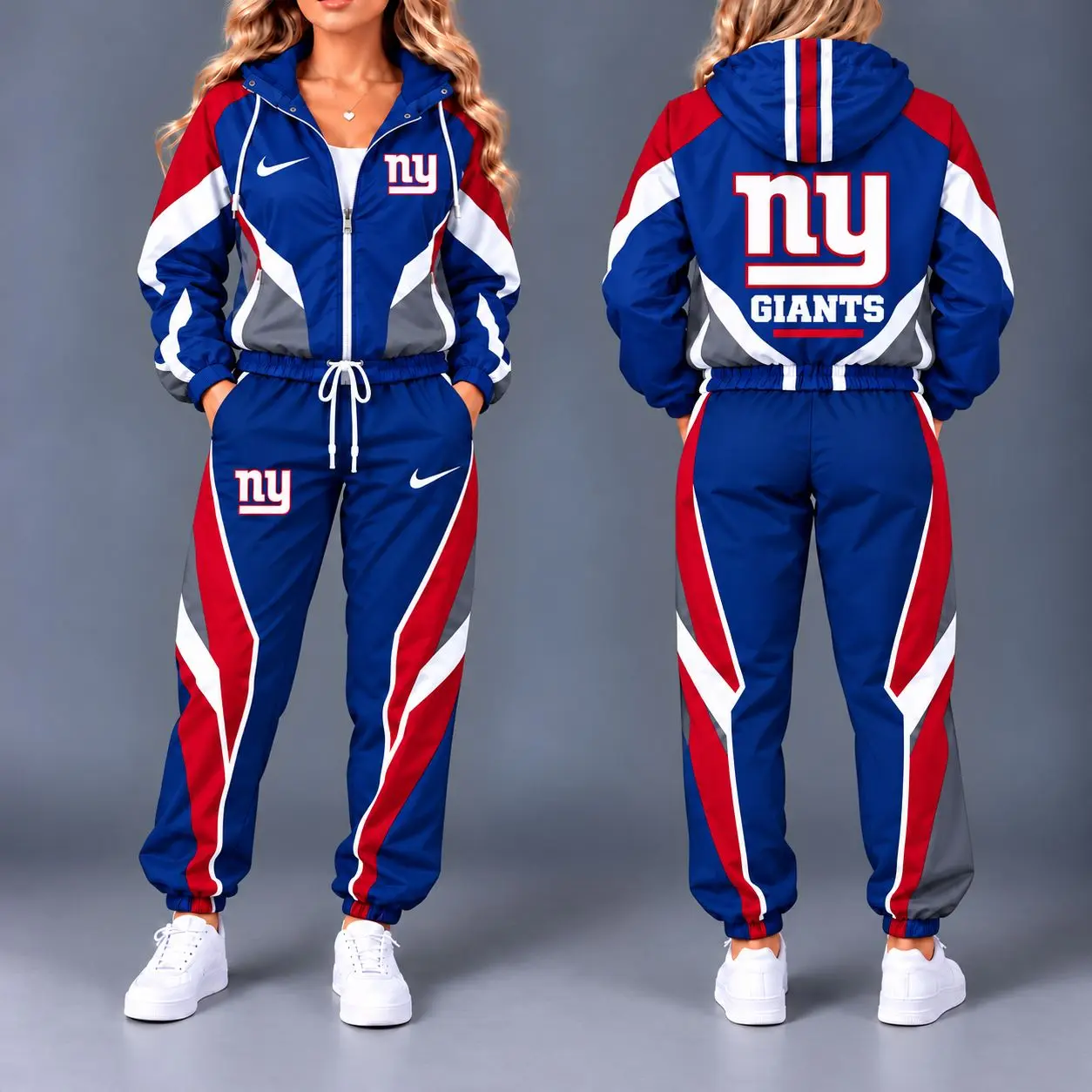 New York Giants | Premium NFL Team Pride Waterproof Polyester Jacket And Jogger Pants Tracksuit Set NY