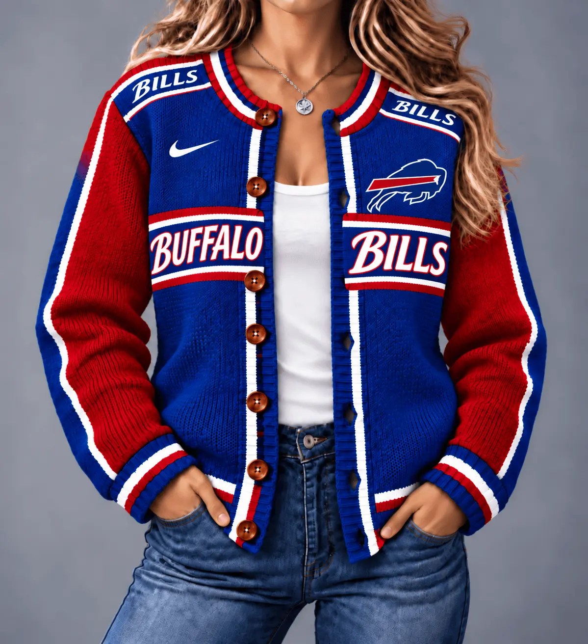 Buffalo Bills | Premium NFL Vintage Varsity Cardigan NY