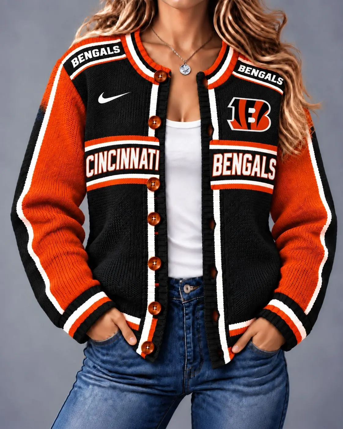 Cincinnati Bengals | Premium NFL Vintage Varsity Cardigan NY