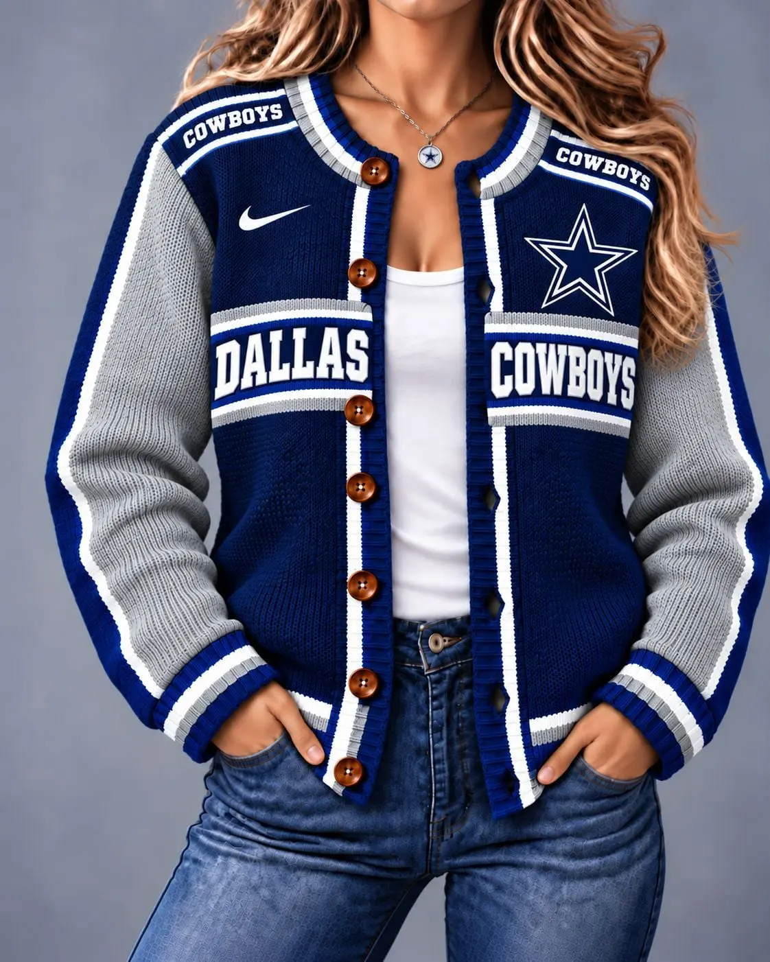 Dallas Cowboys | Premium NFL Vintage Varsity Cardigan NY