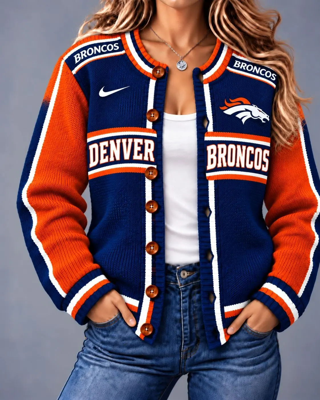 Denver Broncos | Premium NFL Vintage Varsity Cardigan NY