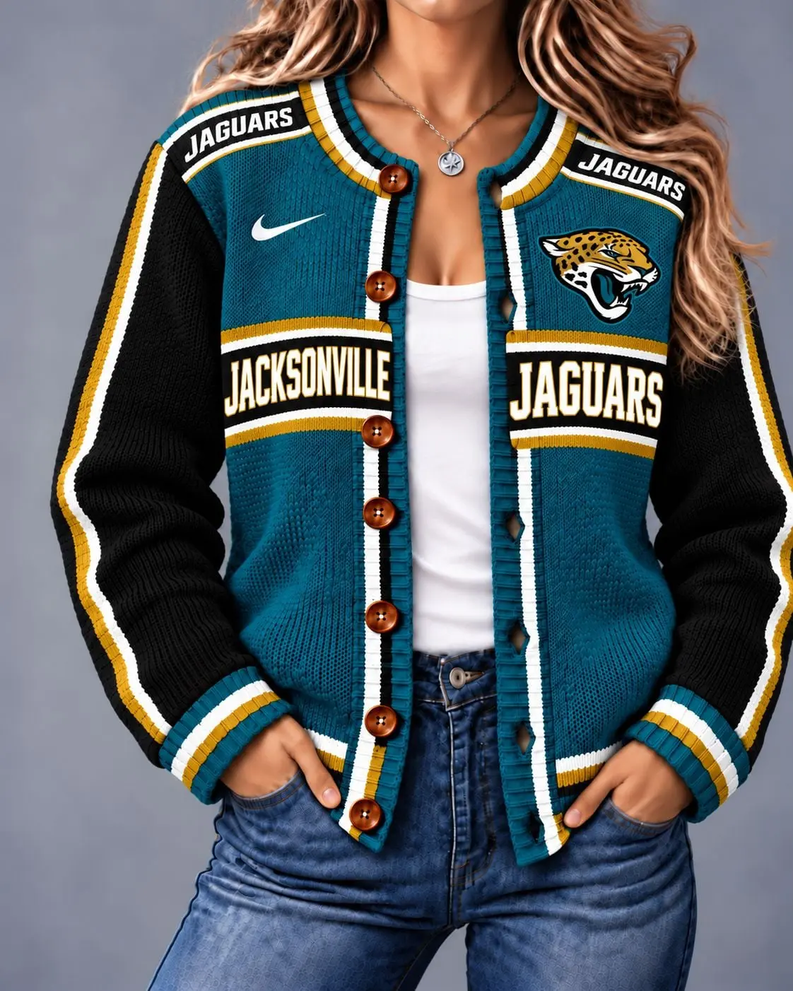 Jacksonville Jaguars | Premium NFL Vintage Varsity Cardigan NY