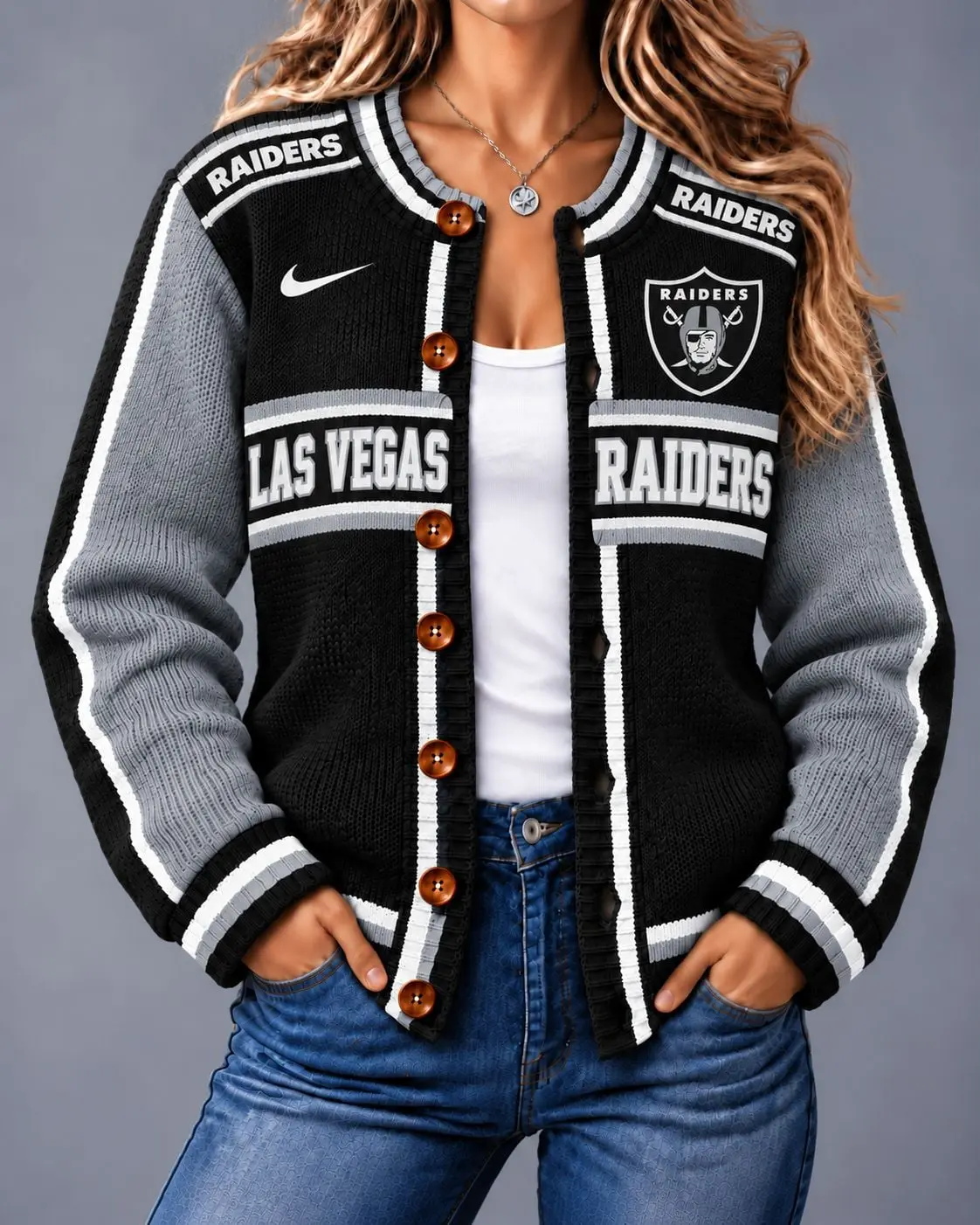 Las Vegas Raiders | Premium NFL Vintage Varsity Cardigan NY