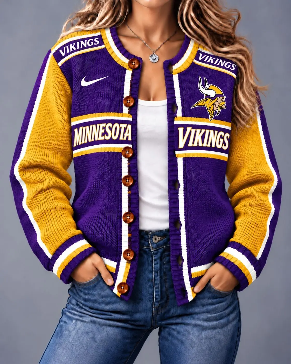 Minnesota Vikings | Premium NFL Vintage Varsity Cardigan NY