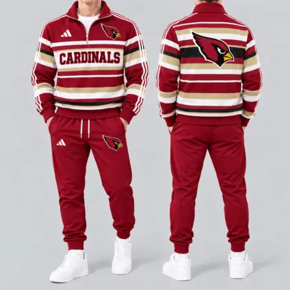 Arizona Cardinals | Premium NFL Vintage Horizontal Stripe Quarter Zip Tracksuit NTH1
