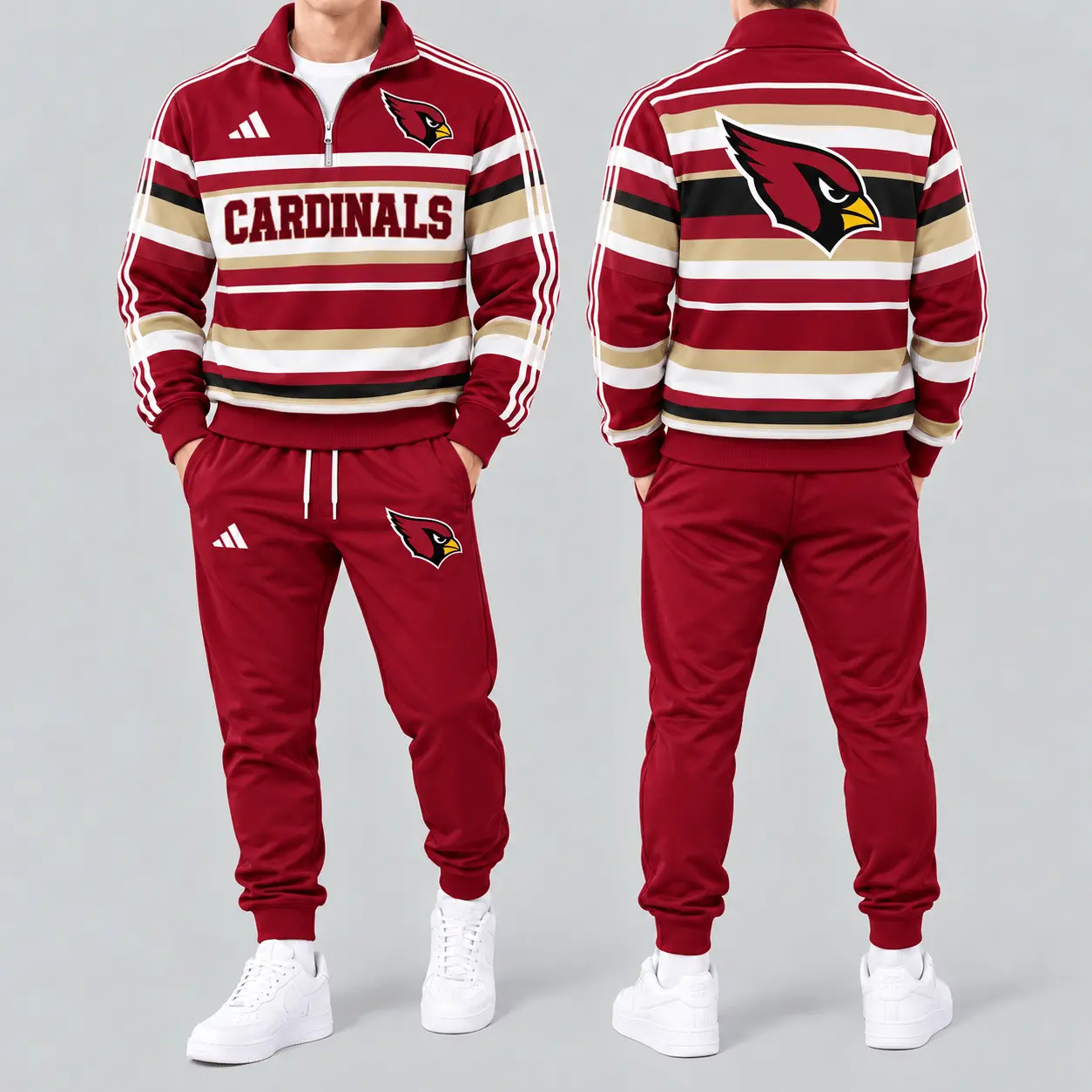 Arizona Cardinals | Premium NFL Vintage Horizontal Stripe Quarter Zip Tracksuit NTH1