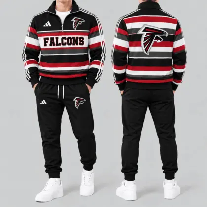 Atlanta Falcons | Premium NFL Vintage Horizontal Stripe Quarter Zip Tracksuit NTH1