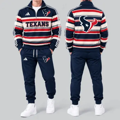 Houston Texans | Premium NFL Vintage Horizontal Stripe Quarter Zip Tracksuit NTH1
