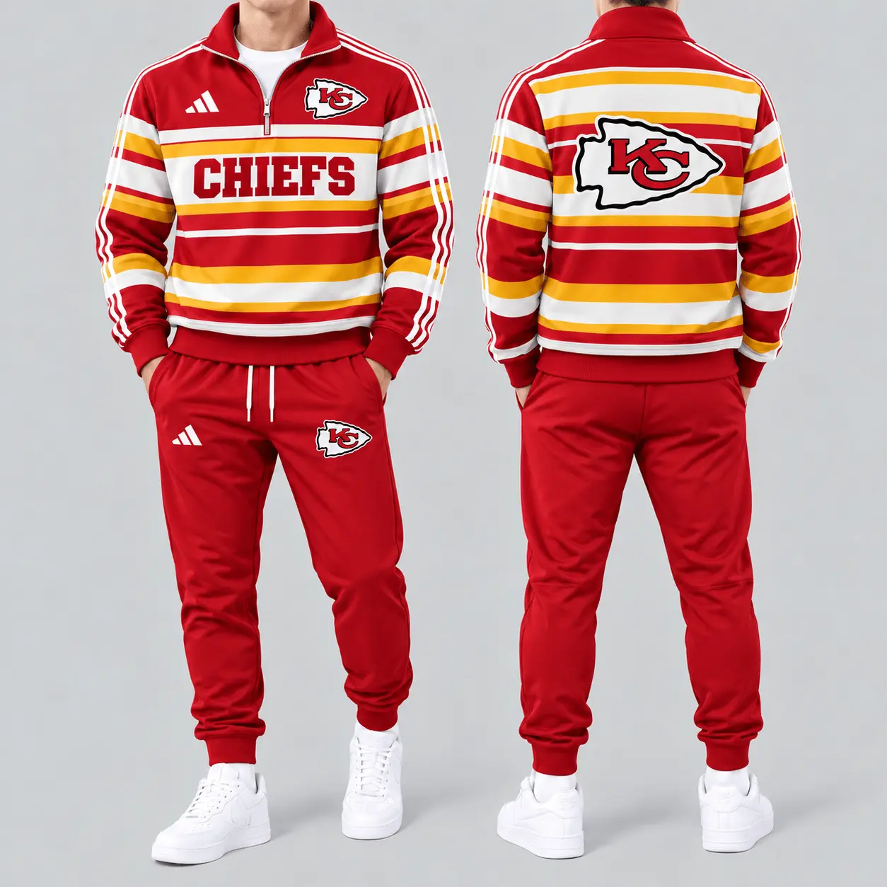 Kansas City Chiefs | Premium NFL Vintage Horizontal Stripe Quarter Zip Tracksuit NTH1