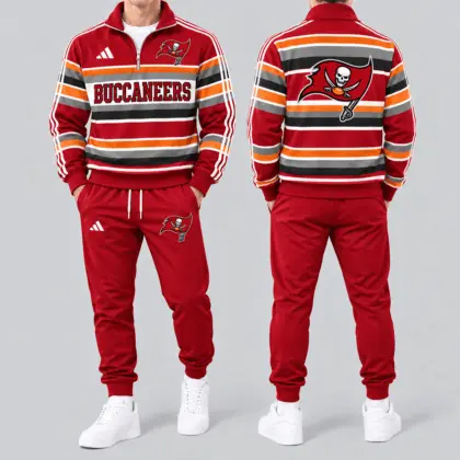 Tampa Bay Buccaneers | Premium NFL Vintage Horizontal Stripe Quarter Zip Tracksuit NTH1