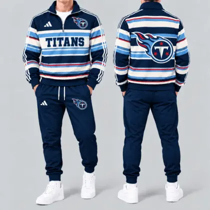 Tennessee Titans | Premium NFL Vintage Horizontal Stripe Quarter Zip Tracksuit NTH1
