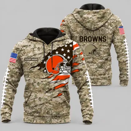 Cleveland Browns | NFL Camo Flag Claw Mark Hoodie TD