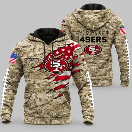 San Francisco 49ers | NFL Camo Flag Claw Mark Hoodie TD