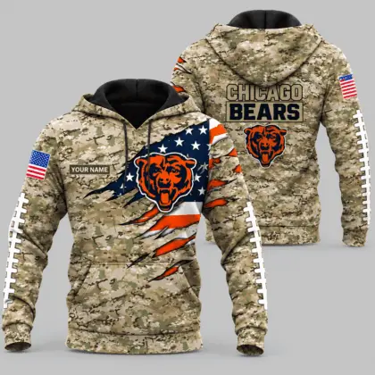 Chicago Bears | NFL Camo Flag Claw Mark Hoodie TD