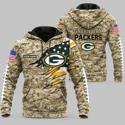 Green Bay Packers | NFL Camo Flag Claw Mark Hoodie TD