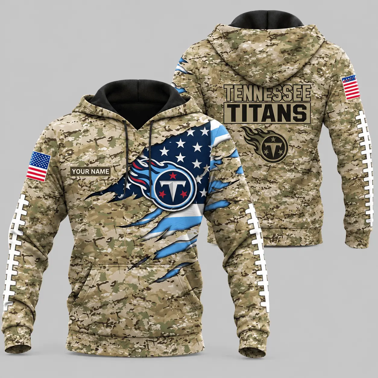 Tennessee Titans | NFL Camo Flag Claw Mark Hoodie TD
